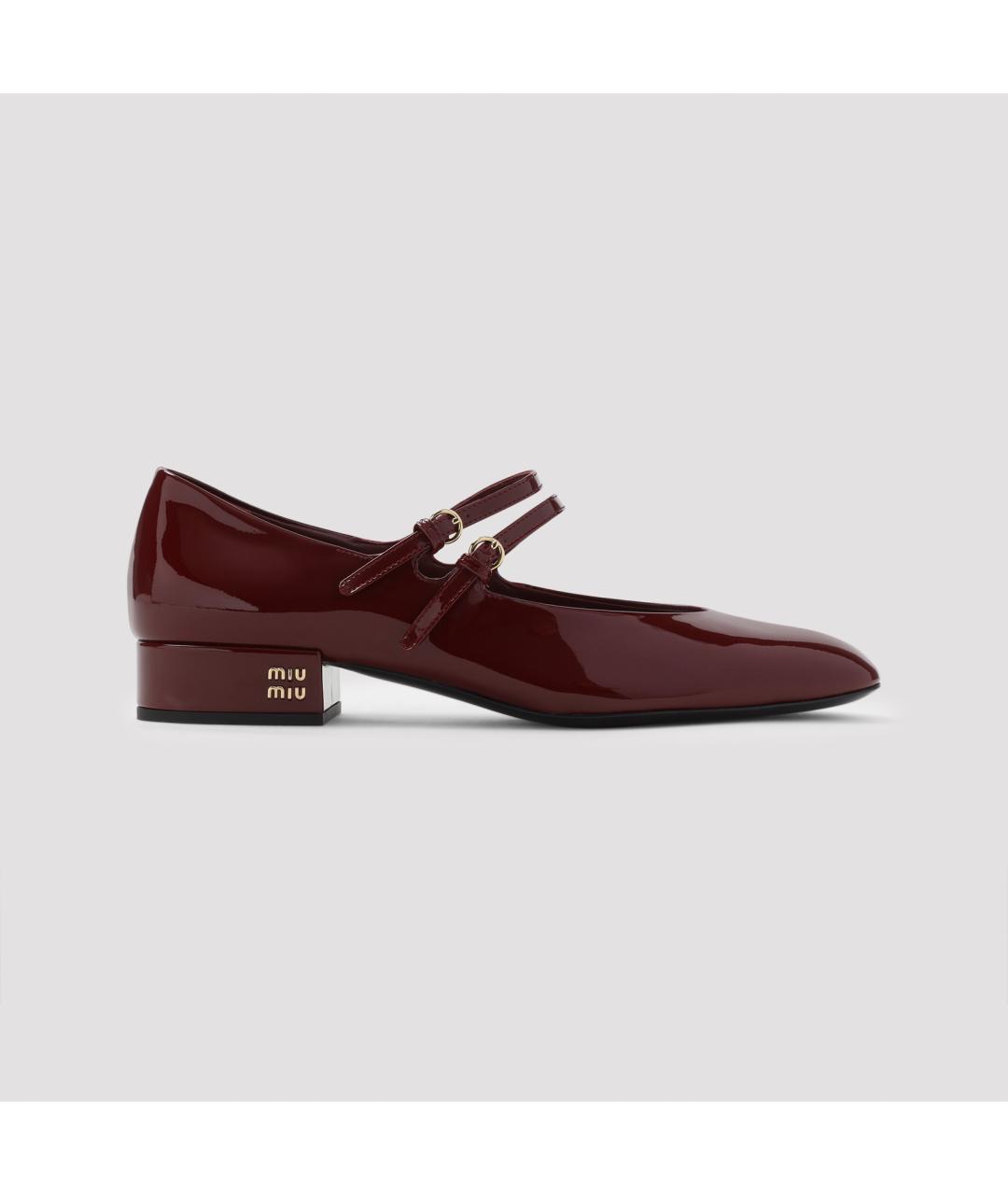 MIU MIU Бордовые туфли из лакированной кожи, фото 2