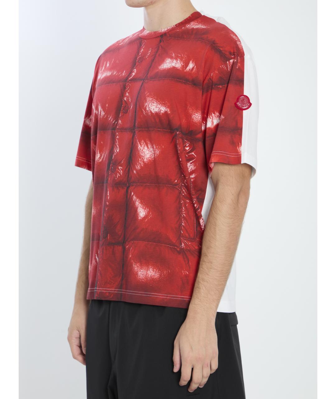 MONCLER Красная хлопковая футболка, фото 3
