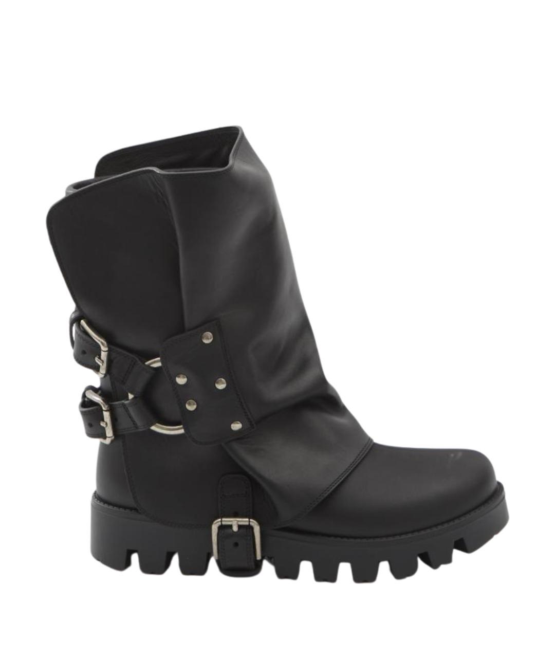 DOLCE&GABBANA Черные кожаные ботинки, фото 1