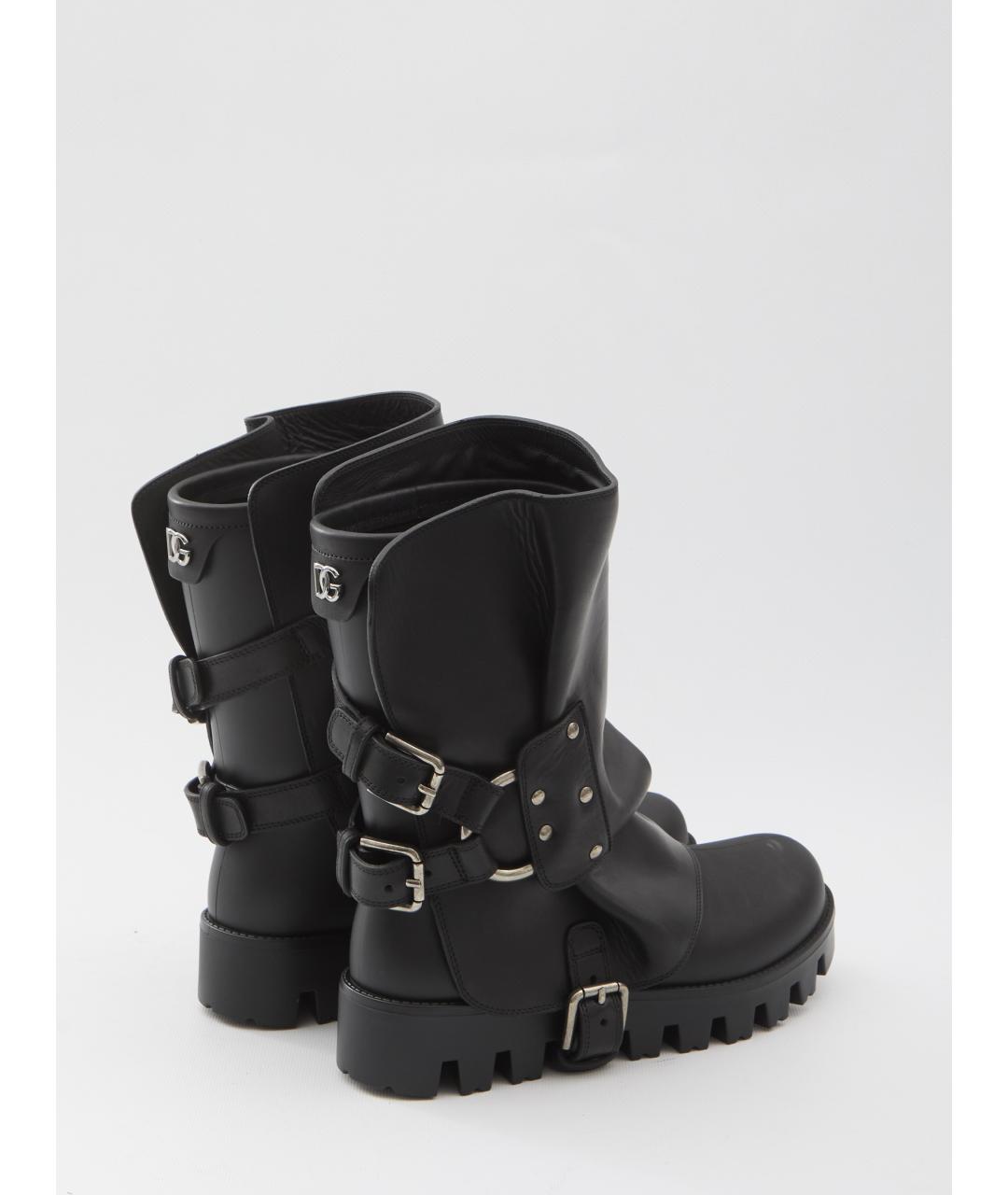 DOLCE&GABBANA Черные кожаные ботинки, фото 3