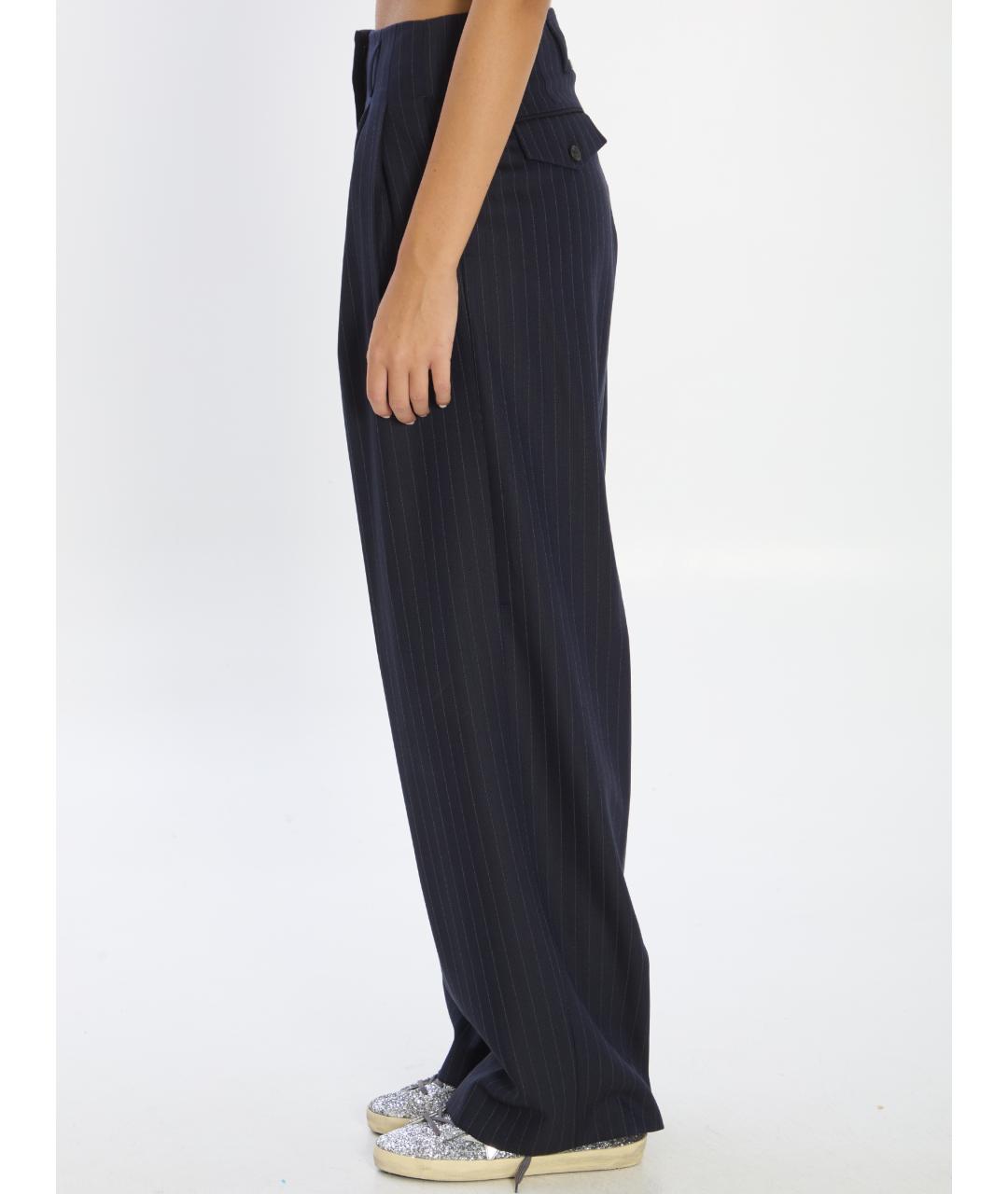 GOLDEN GOOSE DELUXE BRAND Темно-синие хлопковые прямые брюки, фото 4