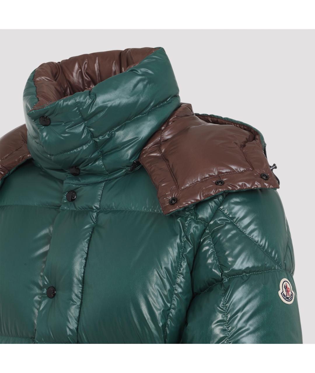 MONCLER Зеленый полиамидовый пуховик, фото 4