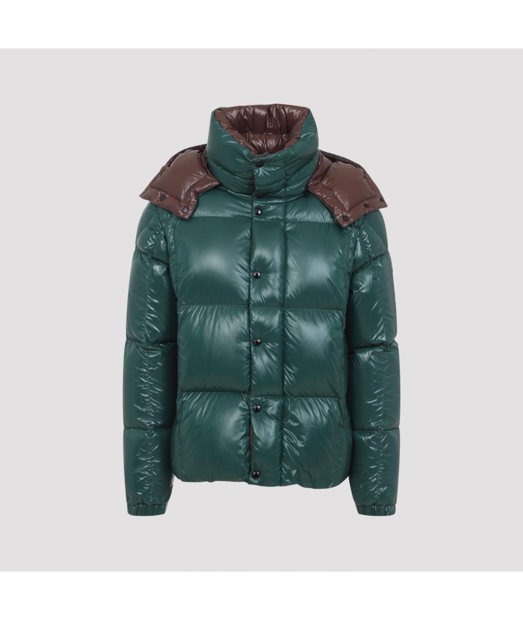 MONCLER Зеленый полиамидовый пуховик, фото 2