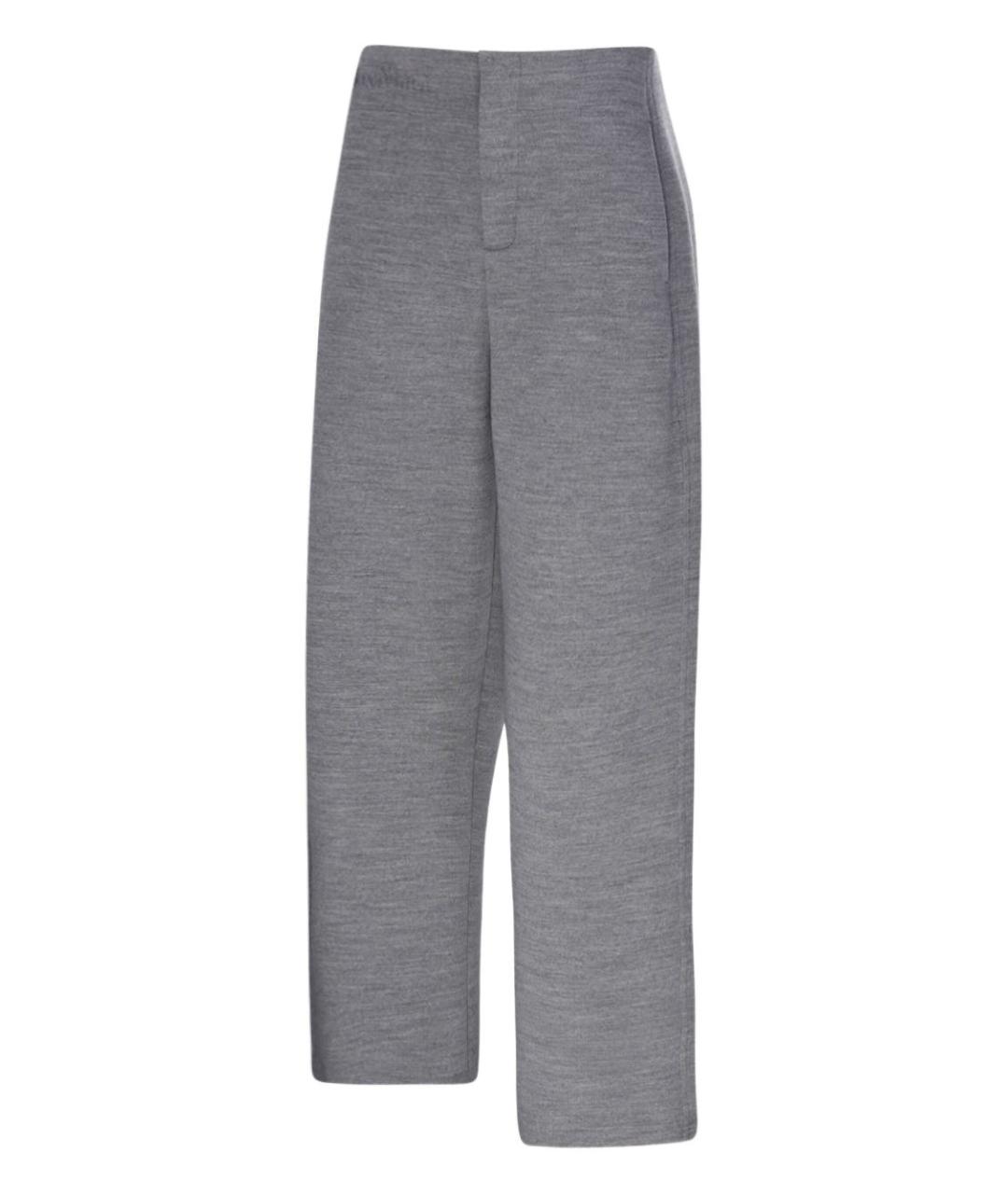 MAX MARA Серые хлопковые прямые брюки, фото 2