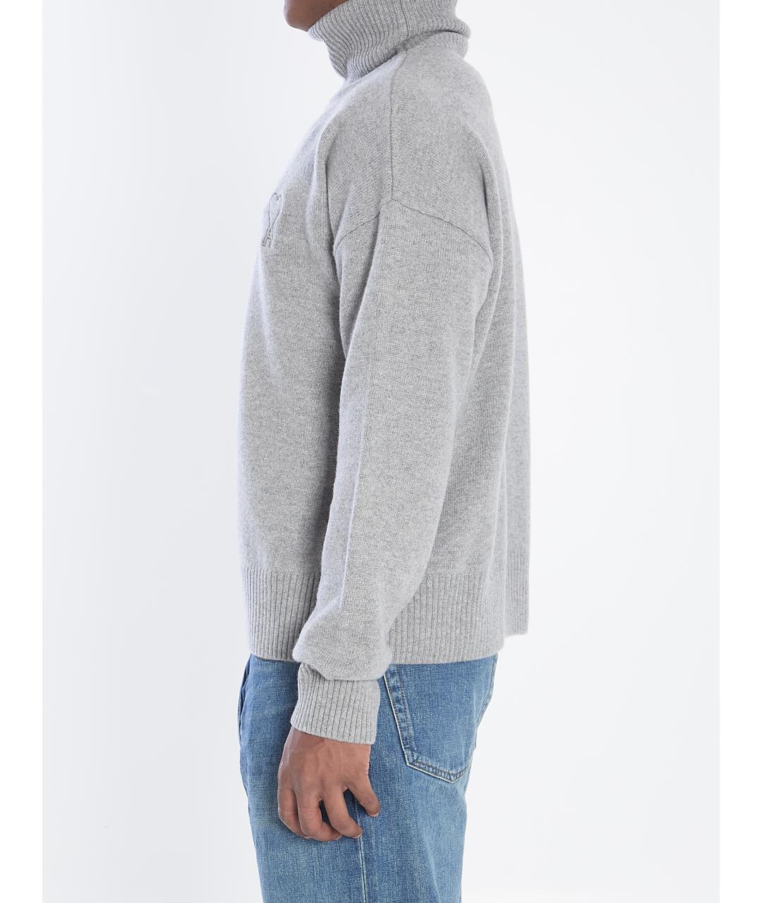 Ami Paris Серый шерстяной джемпер / свитер, фото 4