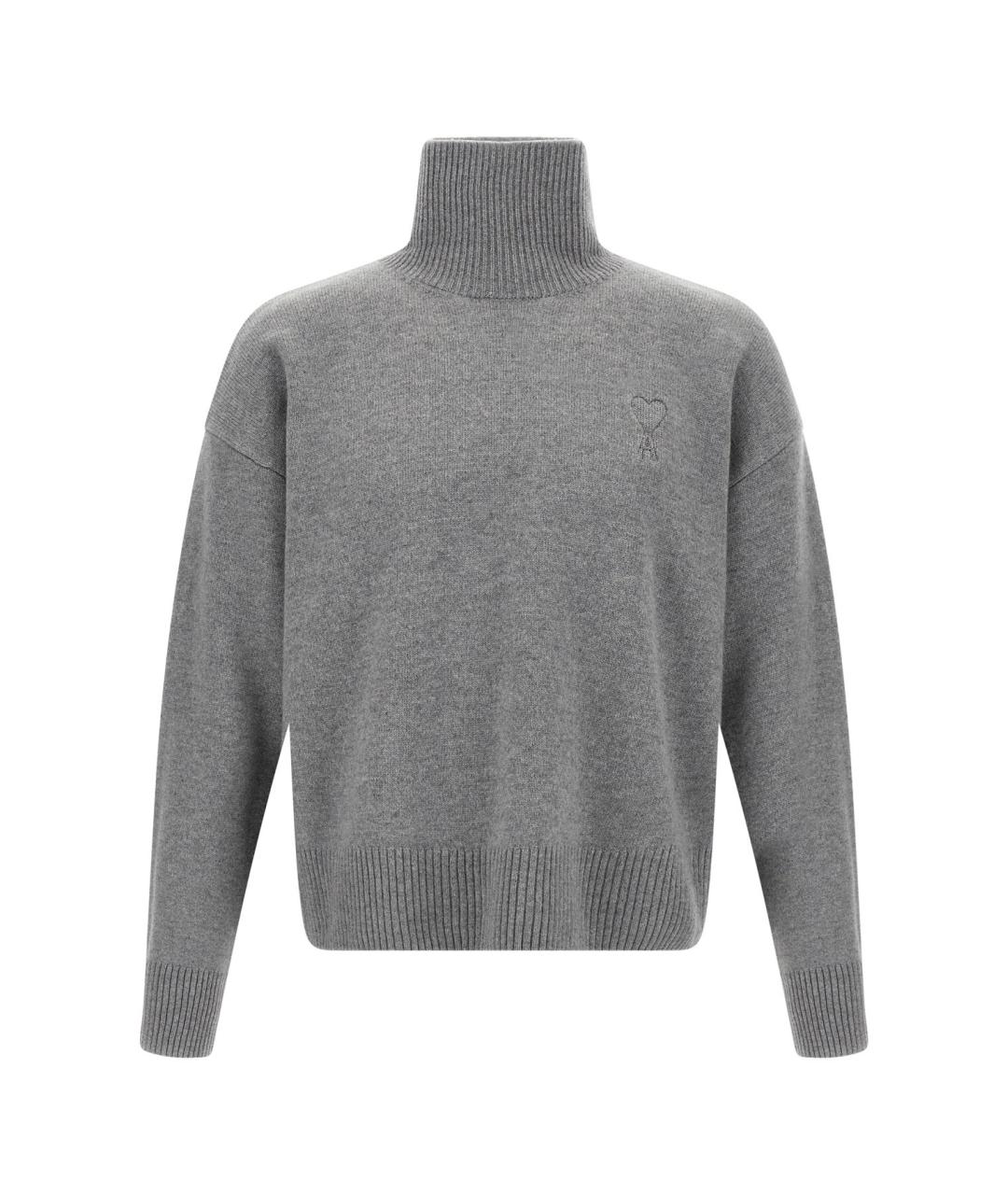 Ami Paris Серый шерстяной джемпер / свитер, фото 1