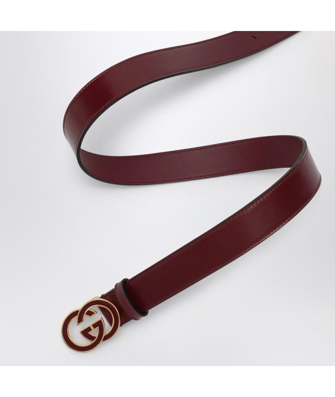 GUCCI Бордовый кожаный ремень, фото 2