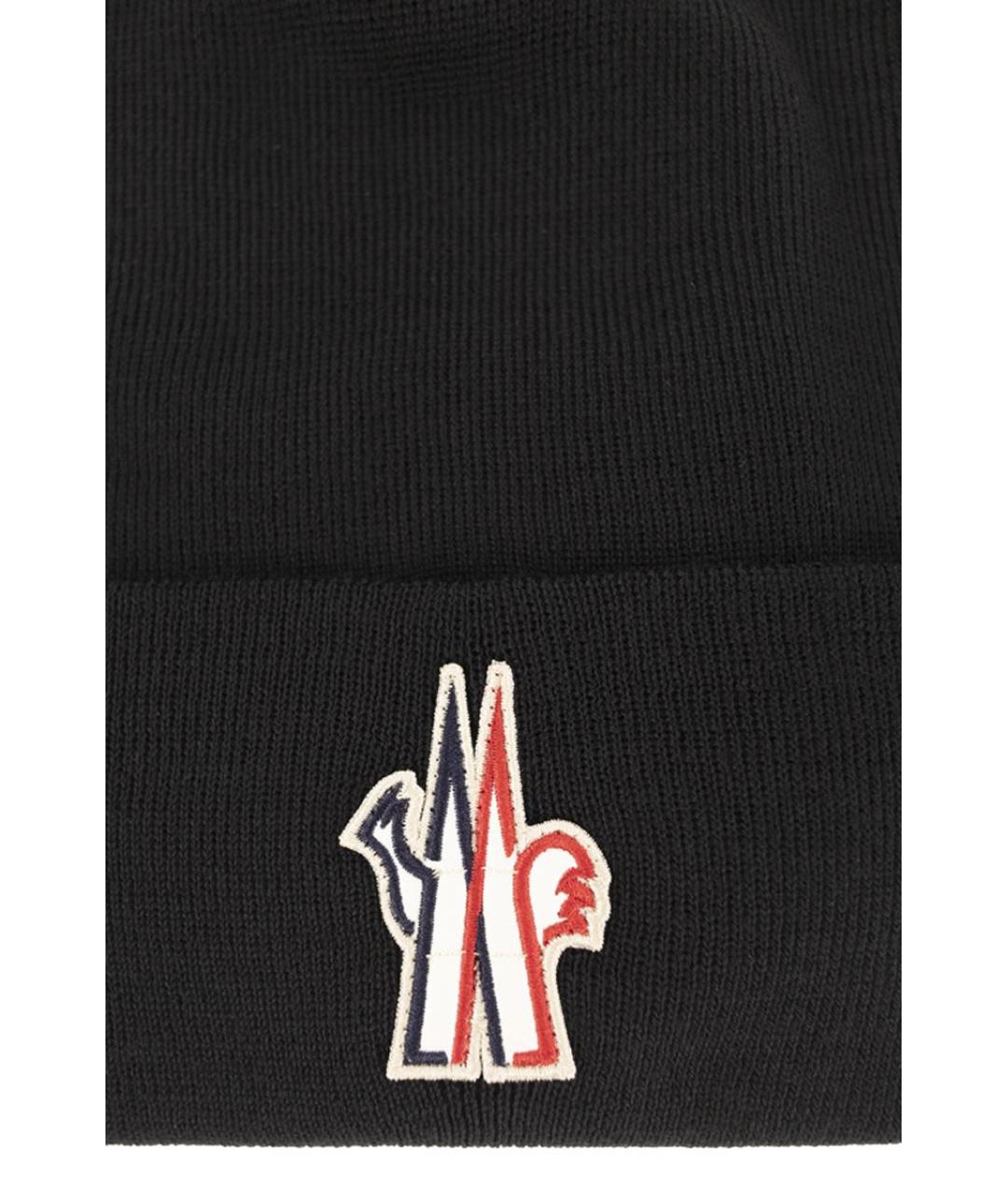 MONCLER Черная шерстяная шапка, фото 3