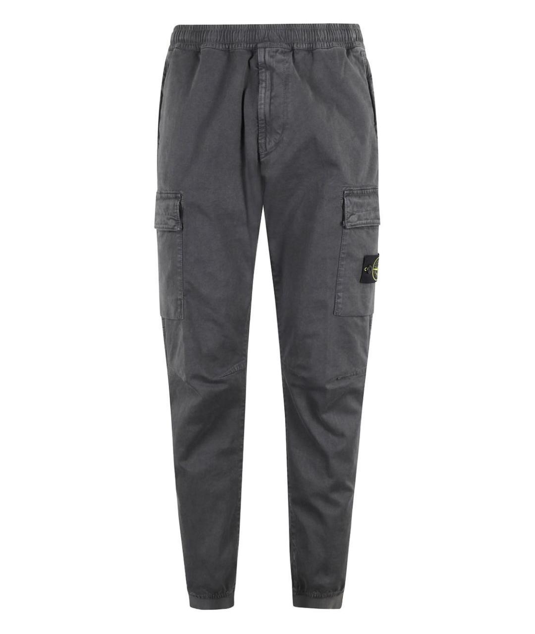 STONE ISLAND Серые хлопковые повседневные брюки, фото 1