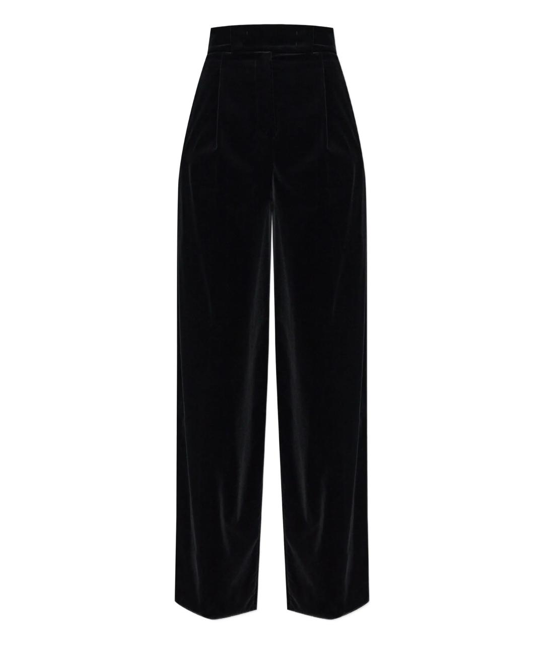 MAX MARA Черные хлопковые прямые брюки, фото 1