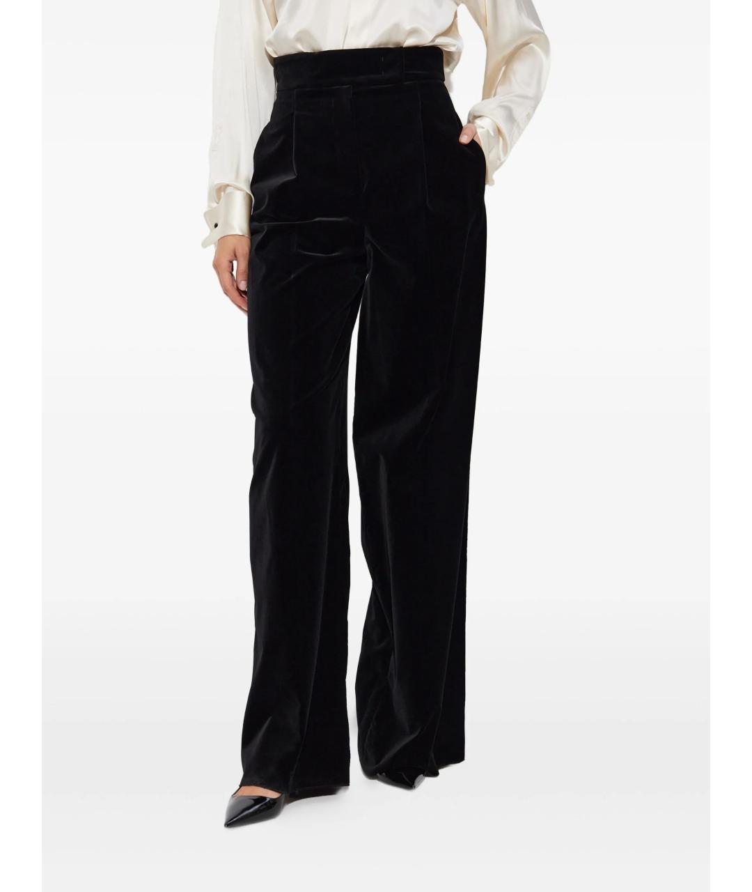 MAX MARA Черные хлопковые прямые брюки, фото 3