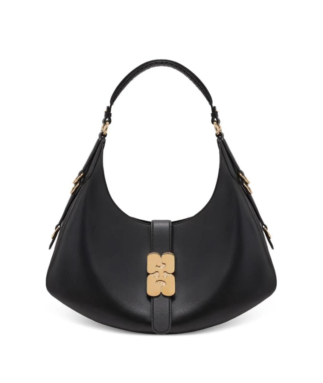 GANNI Черная кожаная сумка через плечо, фото 1