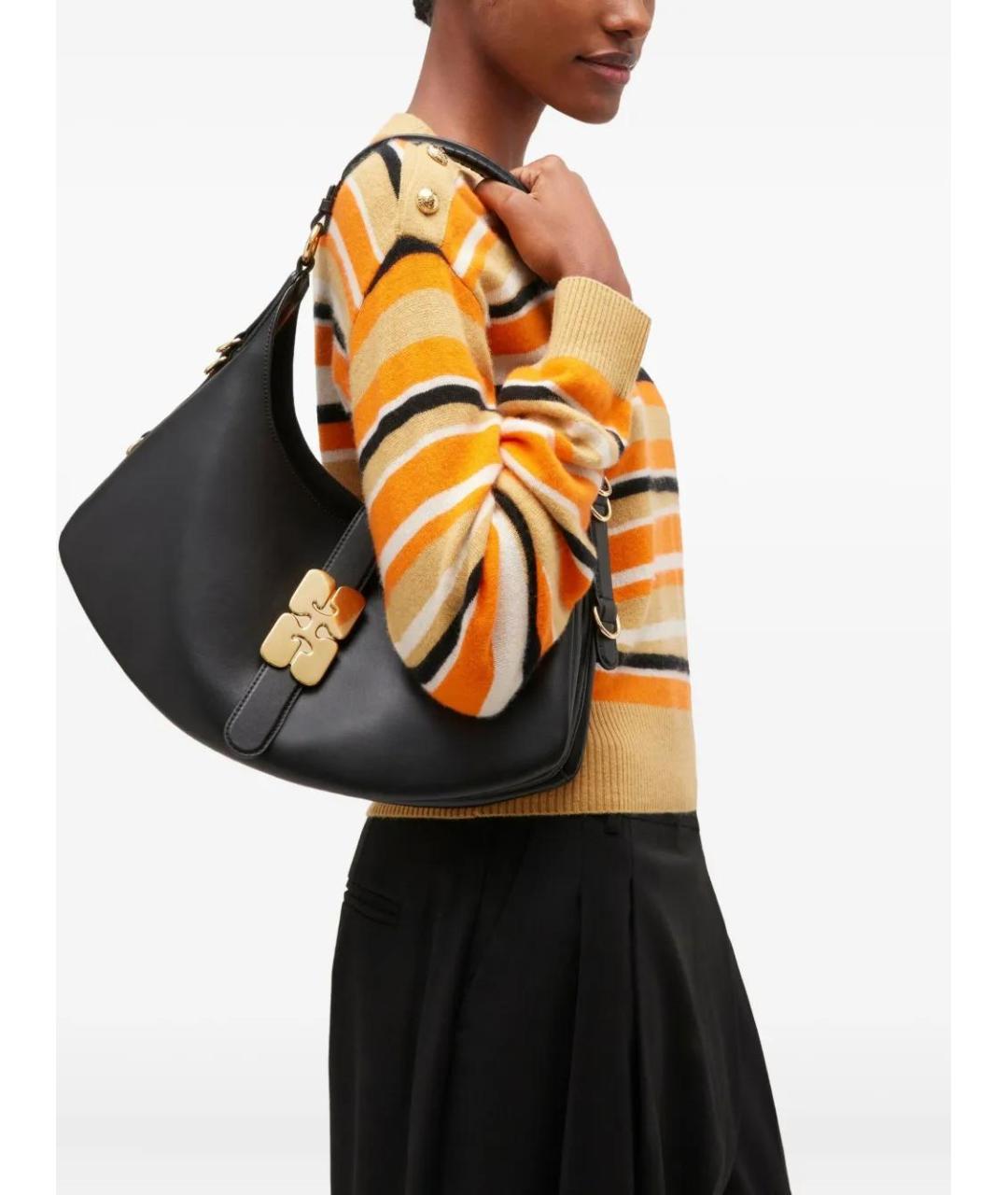 GANNI Черная кожаная сумка через плечо, фото 2