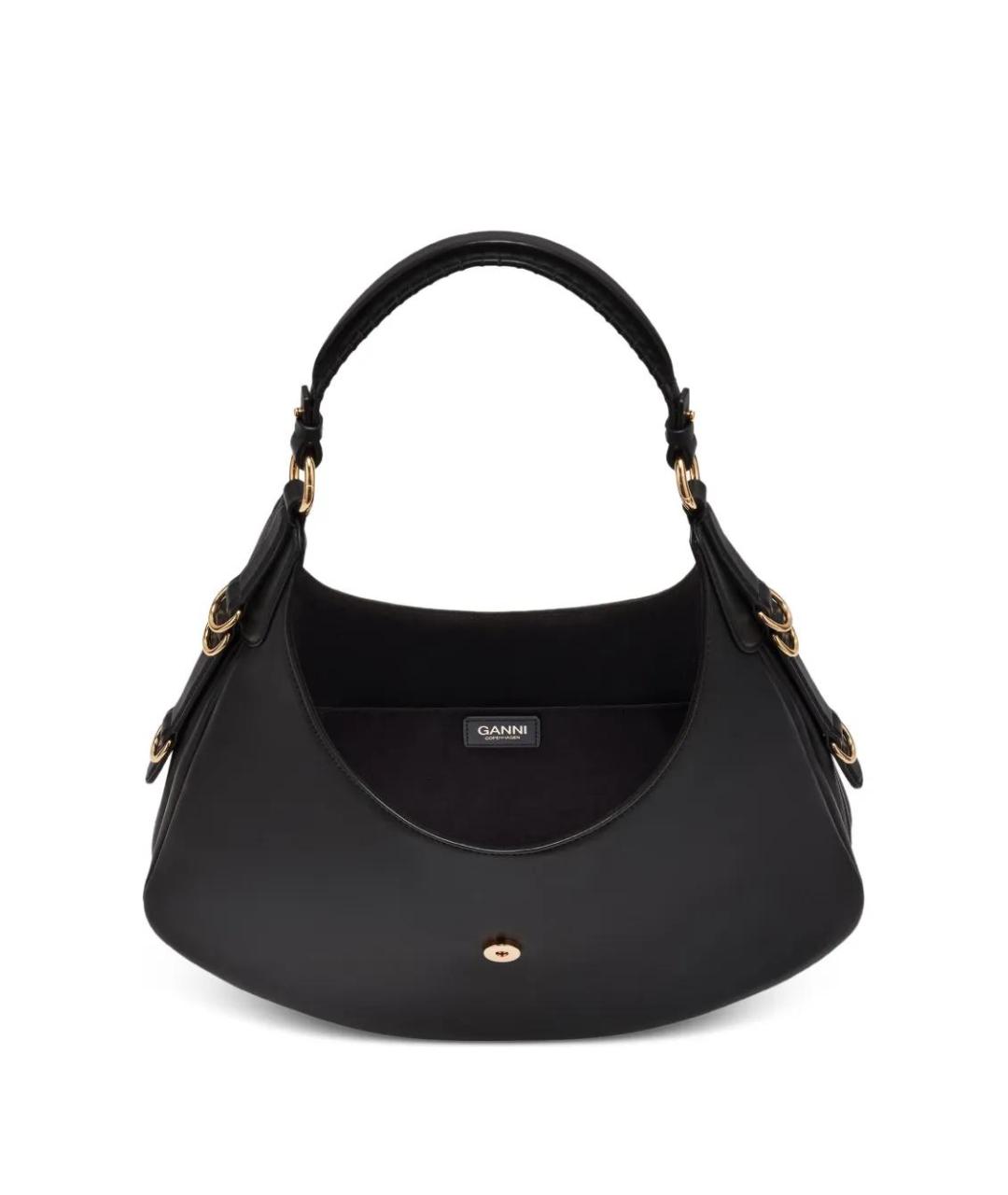 GANNI Черная кожаная сумка через плечо, фото 4