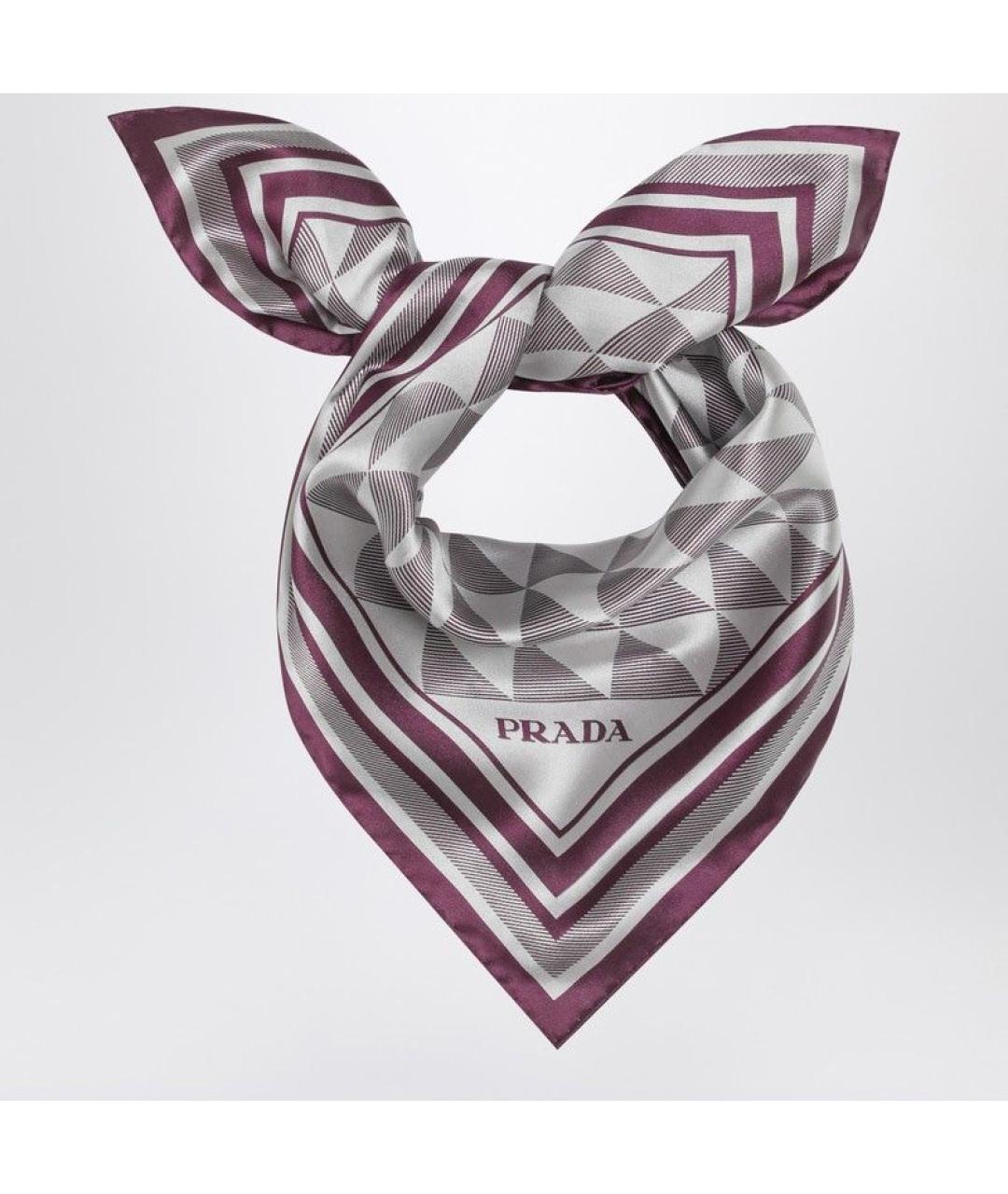 PRADA Бордовый шелковый платок, фото 3