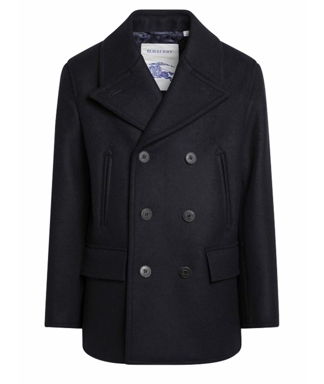 BURBERRY Темно-синее шерстяное пальто, фото 1
