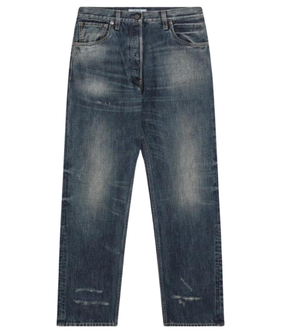 PRADA Синие хлопковые прямые джинсы, фото 1