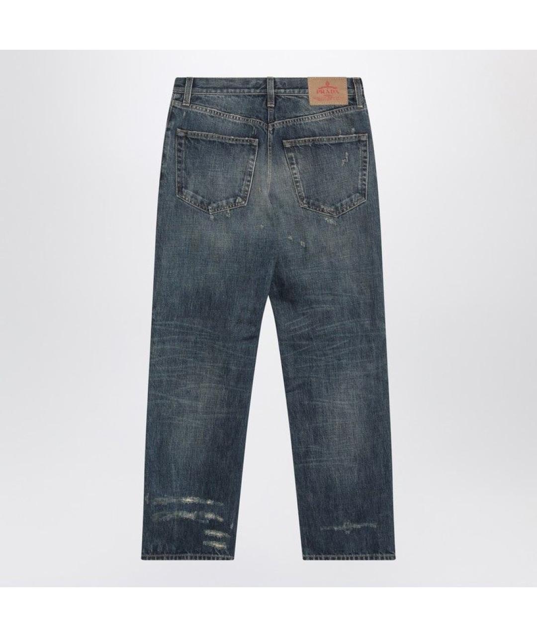 PRADA Синие хлопковые прямые джинсы, фото 2