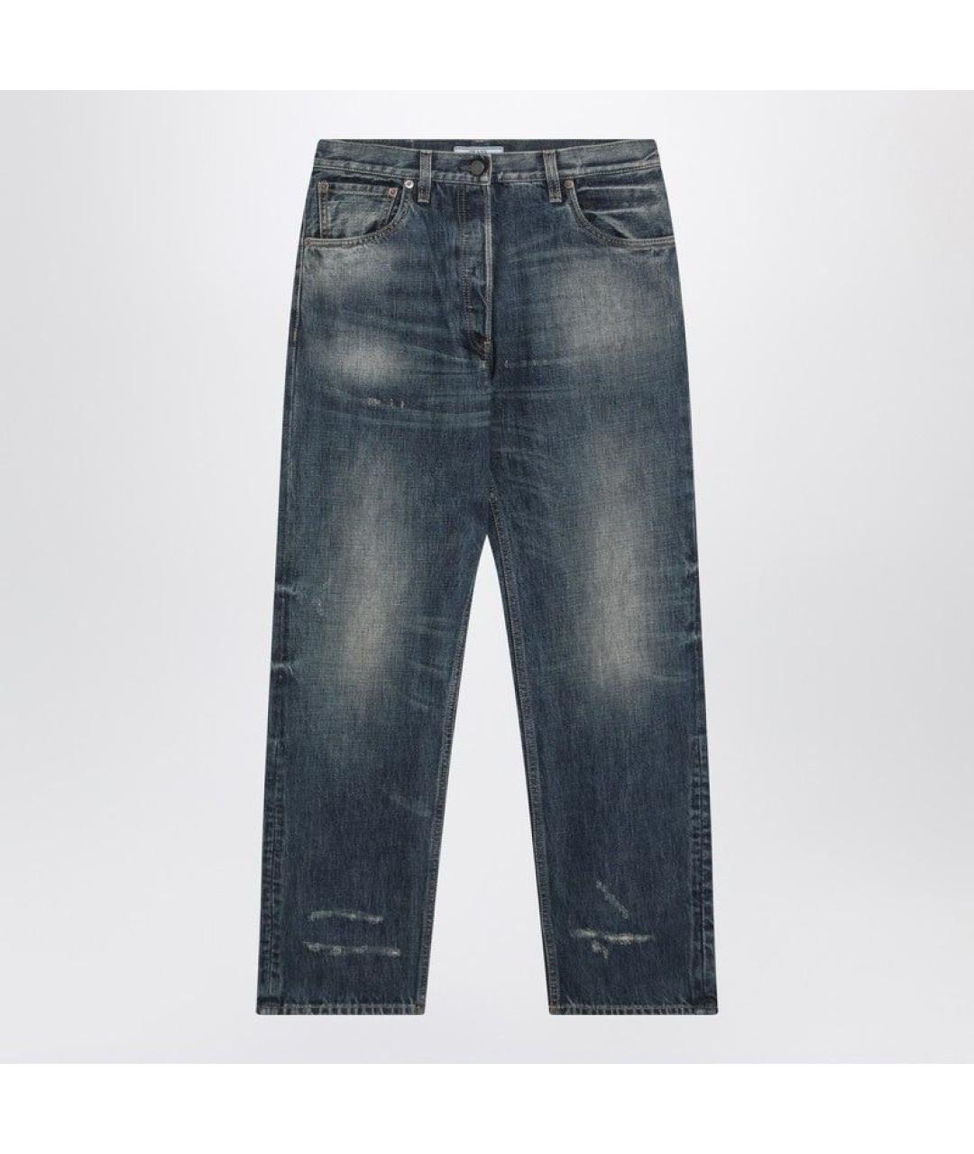 PRADA Синие хлопковые прямые джинсы, фото 3