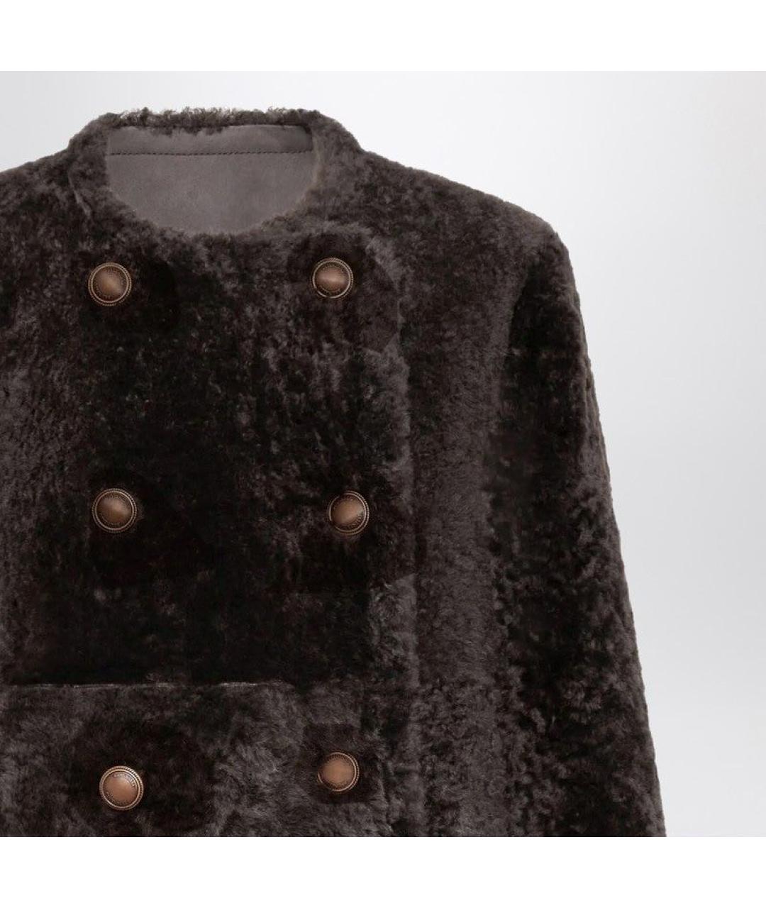 BRUNELLO CUCINELLI Коричневая кожаная дубленка, фото 3