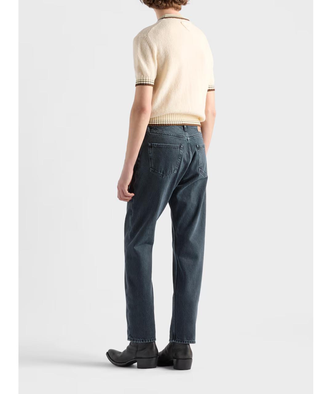 PRADA Синие хлопковые прямые джинсы, фото 3