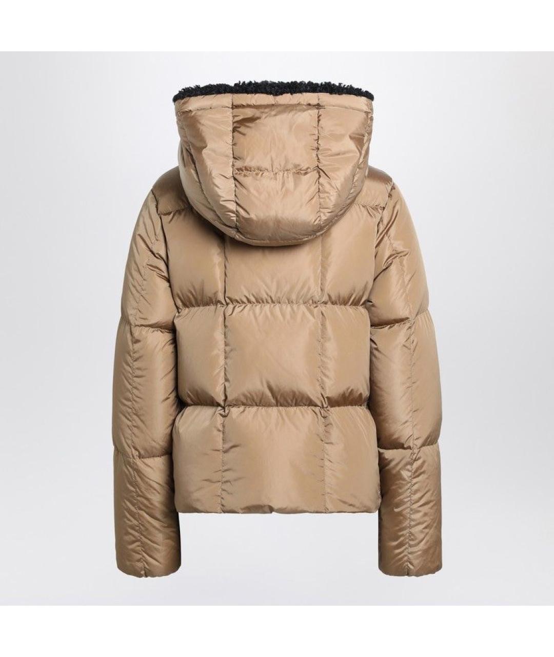 MONCLER Бежевый полиэстеровый пуховик, фото 3