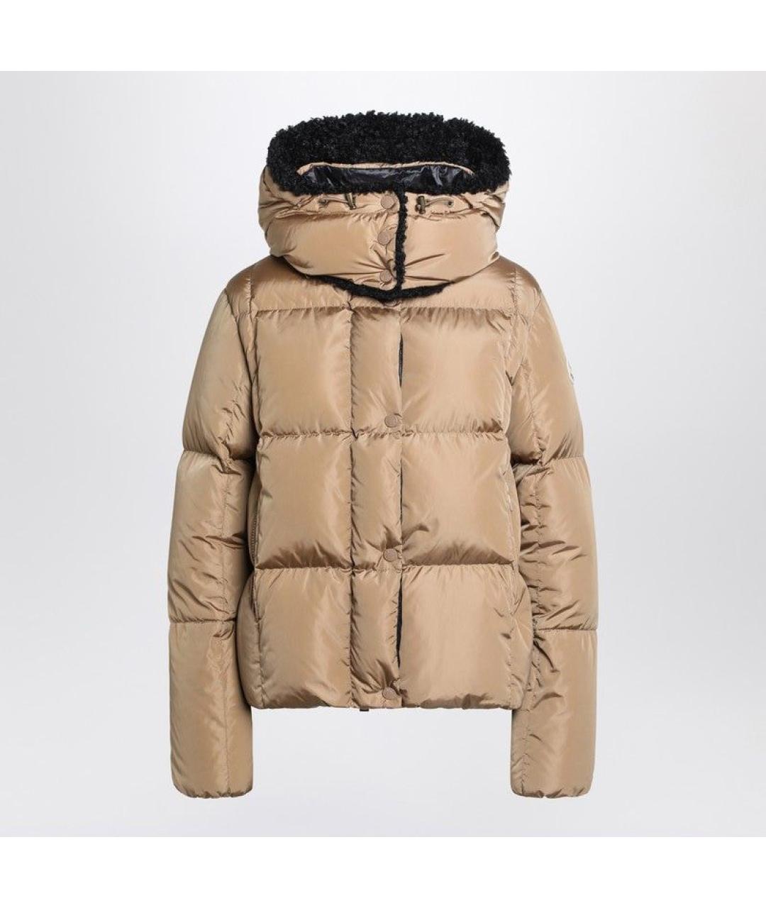 MONCLER Бежевый полиэстеровый пуховик, фото 5