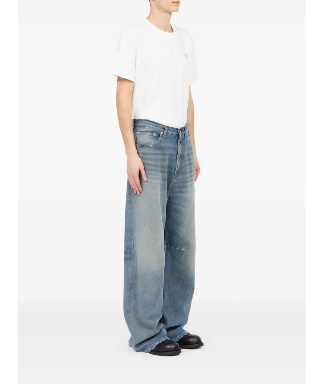 MM6 MAISON MARGIELA Голубые хлопковые прямые джинсы, фото 5