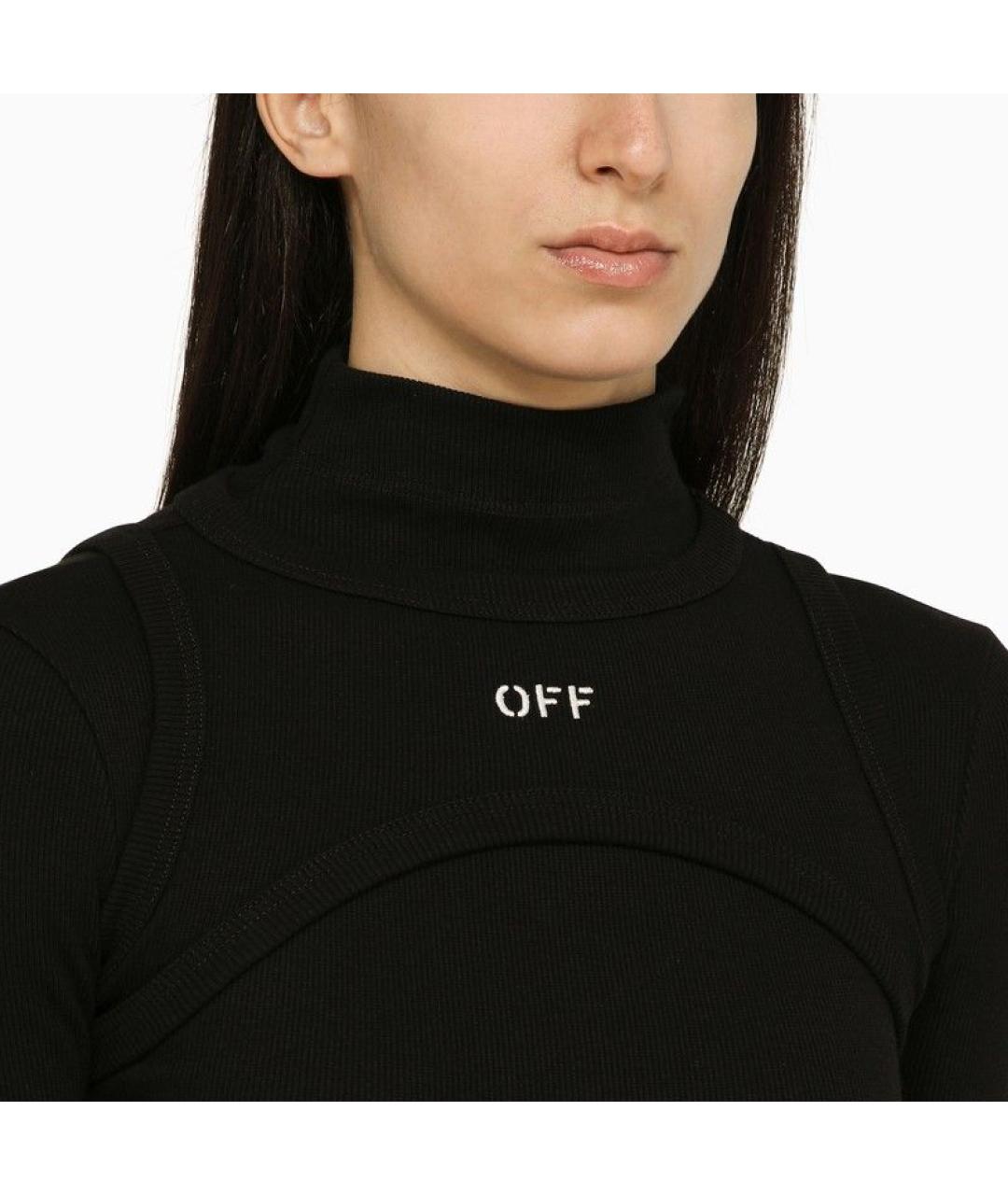 OFF-WHITE Черное хлопковое повседневное платье, фото 5