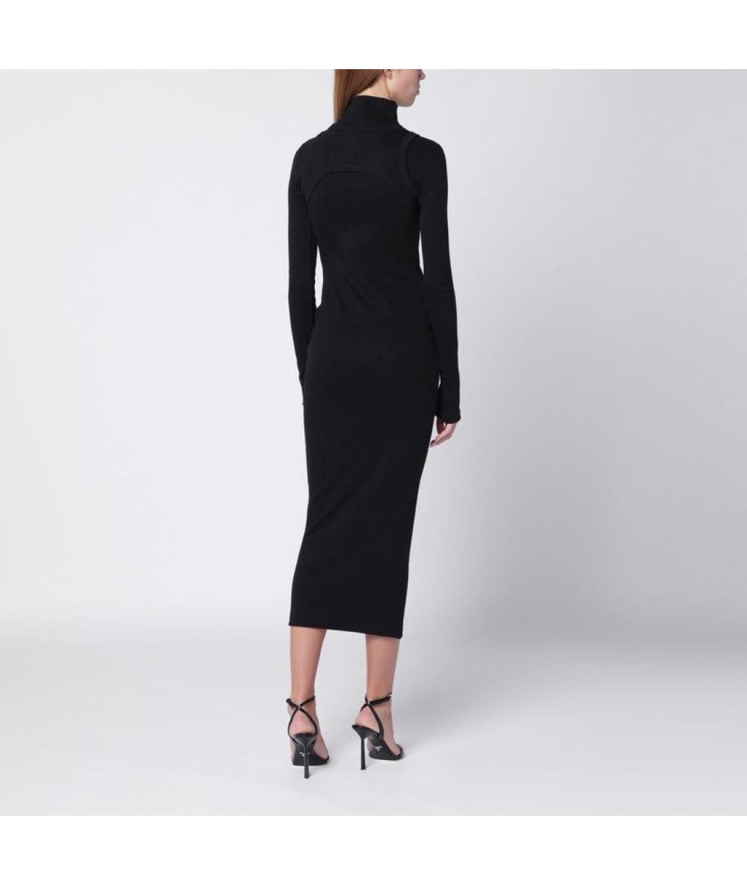 OFF-WHITE Черное хлопковое повседневное платье, фото 3