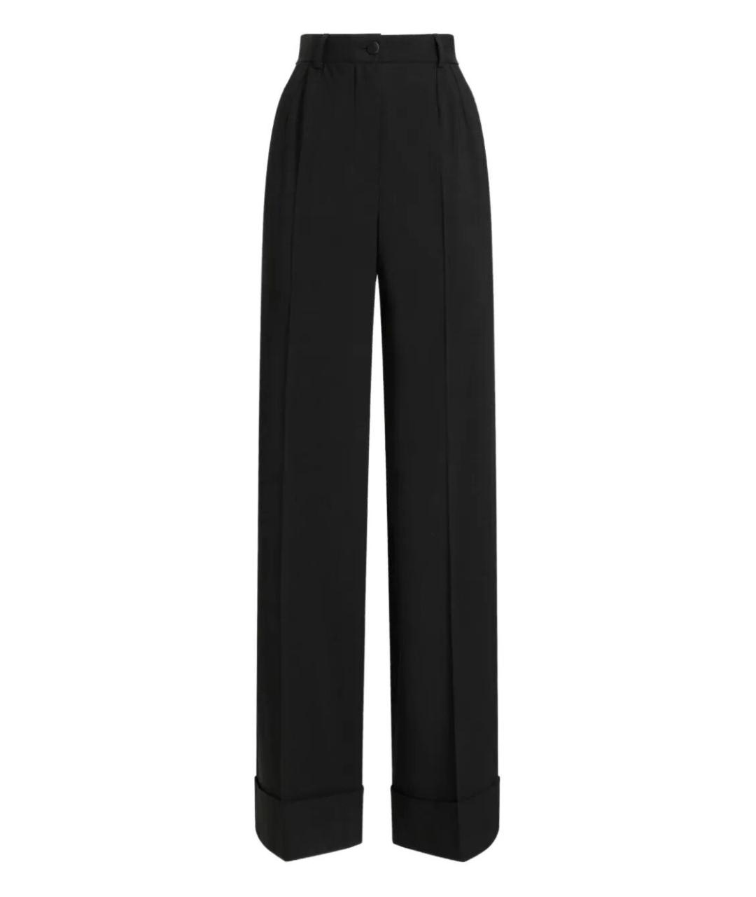 DOLCE&GABBANA Черные шерстяные прямые брюки, фото 1