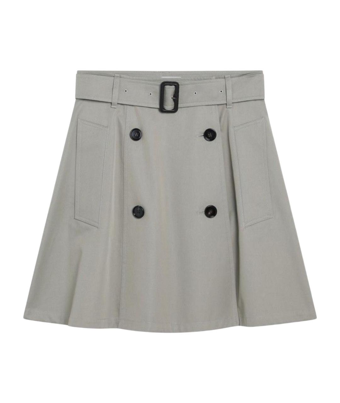 BURBERRY Бежевая хлопковая юбка мини, фото 1