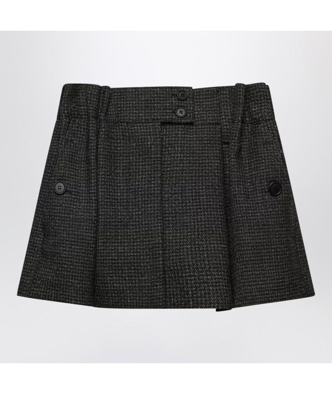 PRADA Черная шерстяная юбка мини, фото 3