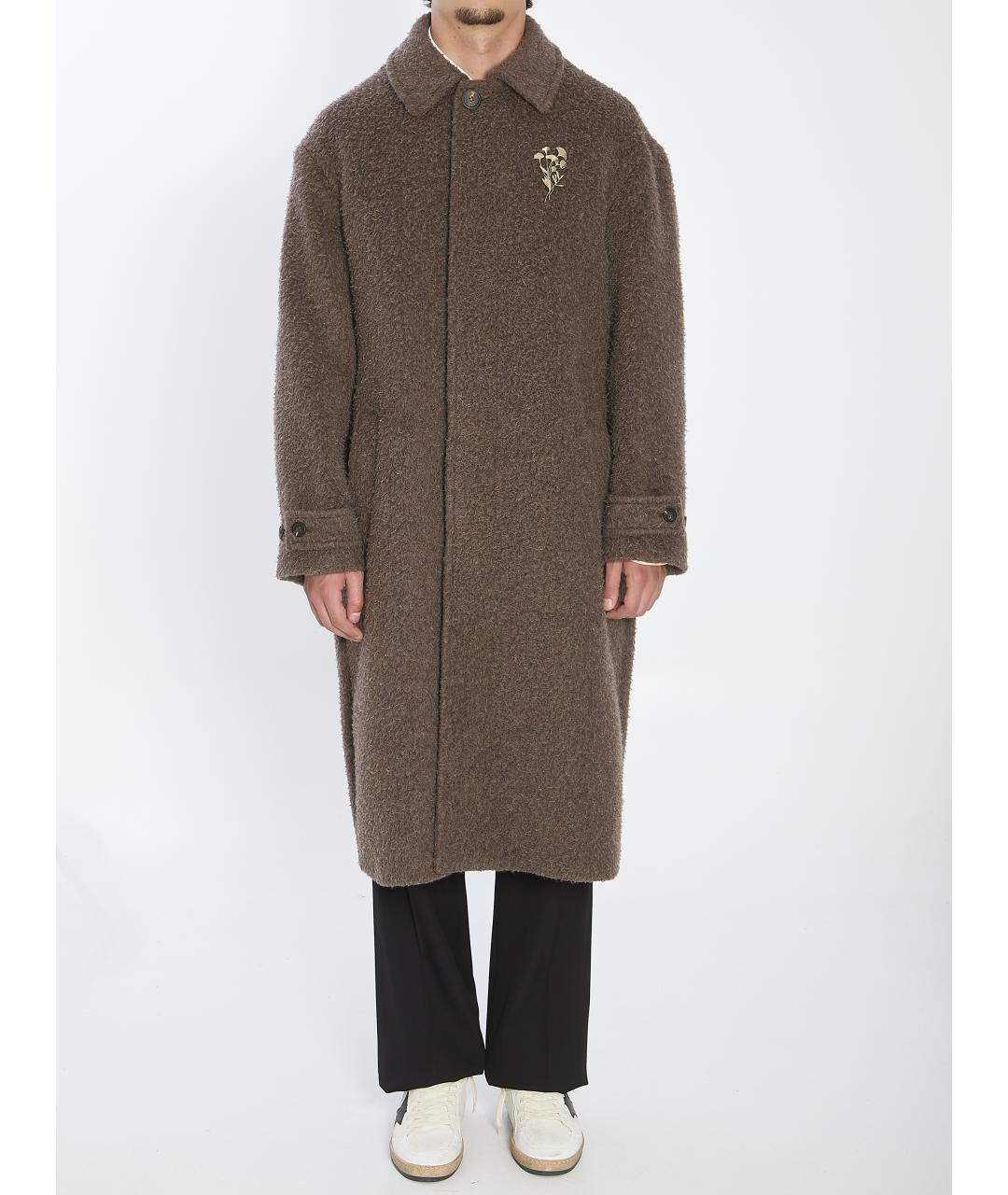 GOLDEN GOOSE DELUXE BRAND Коричневое шерстяное пальто, фото 2