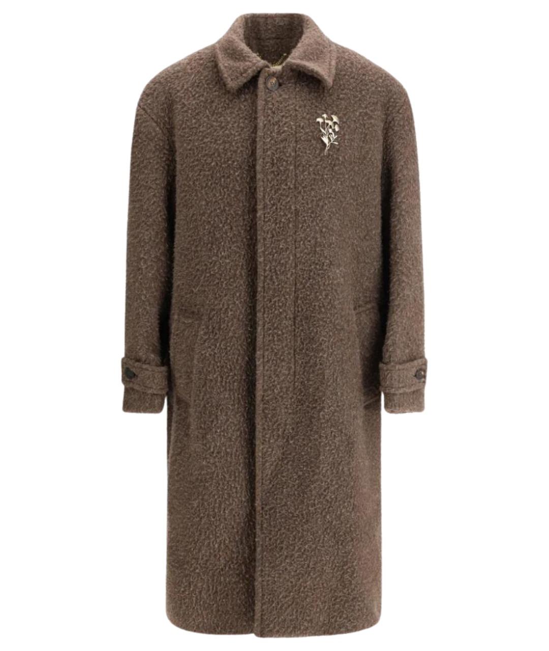 GOLDEN GOOSE DELUXE BRAND Коричневое шерстяное пальто, фото 1