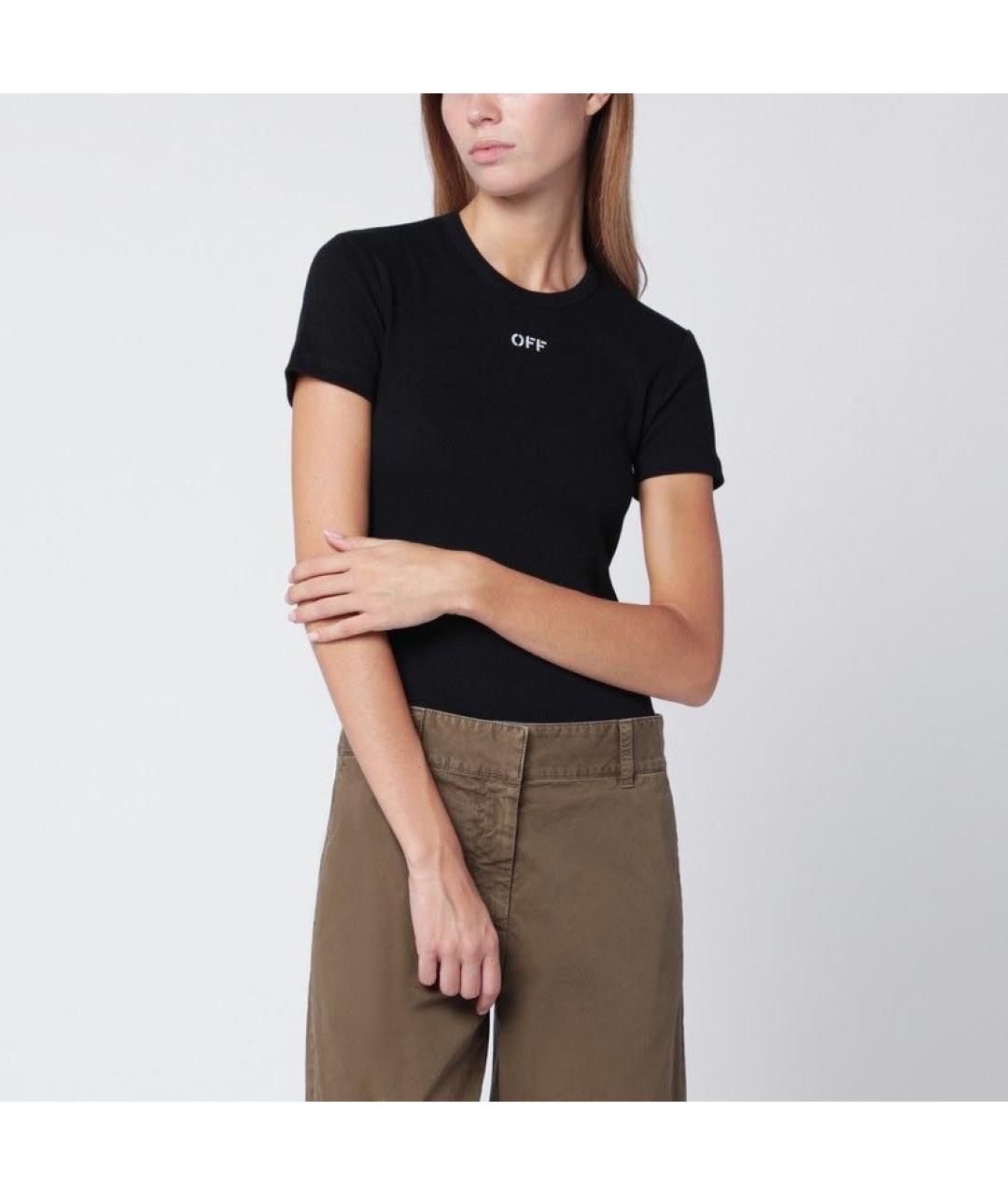 OFF-WHITE Черная хлопковая футболка, фото 2