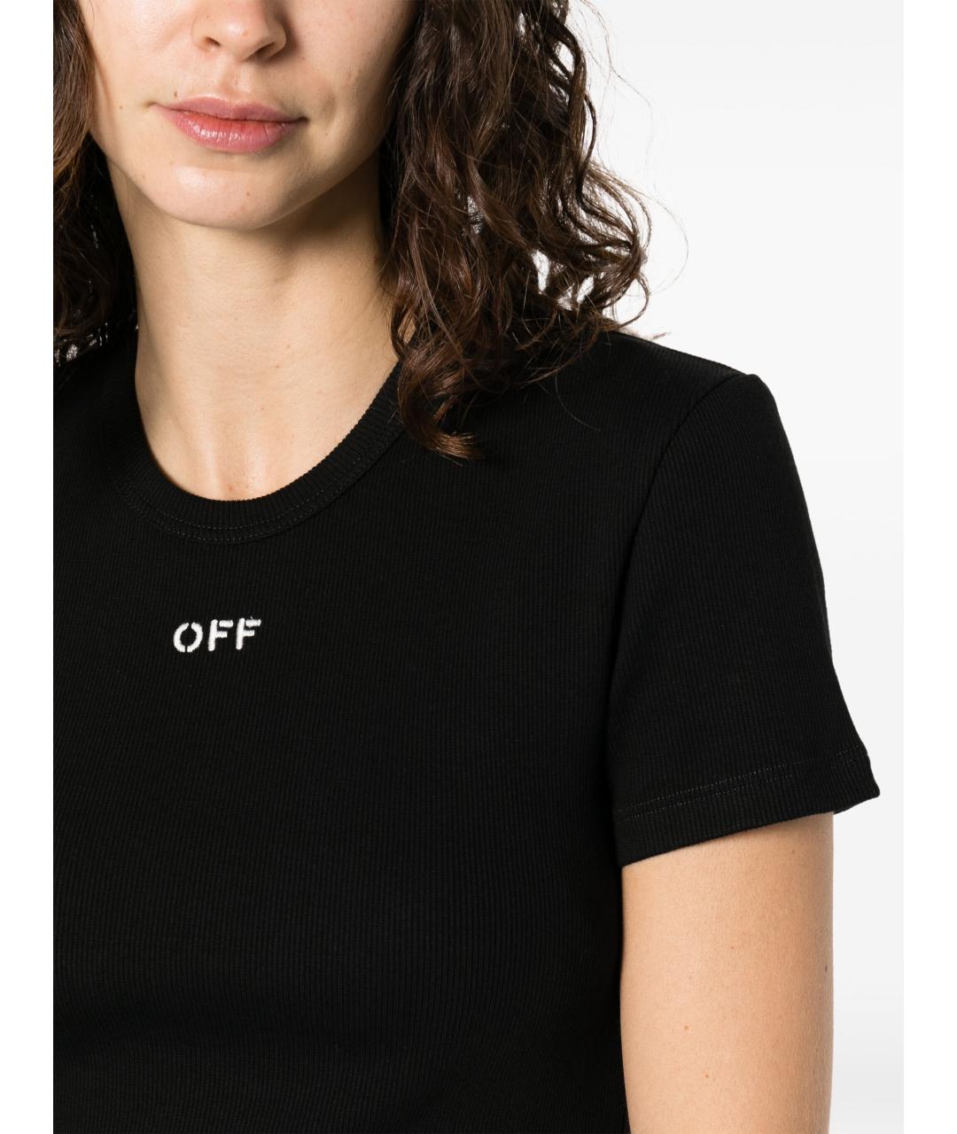OFF-WHITE Черная хлопковая футболка, фото 6