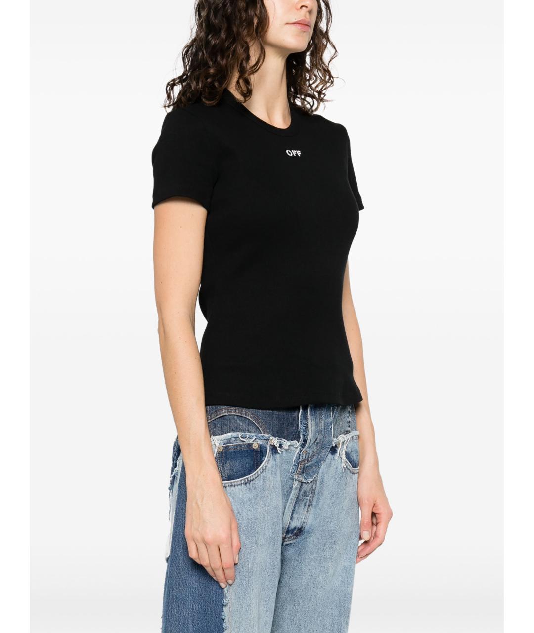 OFF-WHITE Черная хлопковая футболка, фото 4