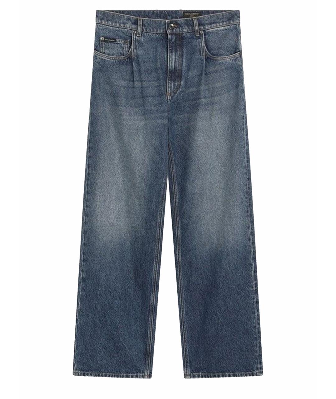 DOLCE&GABBANA Синие хлопковые прямые джинсы, фото 1