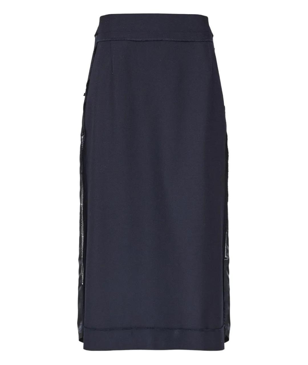 MAISON MARGIELA Темно-синяя полиэстеровая юбка миди, фото 1