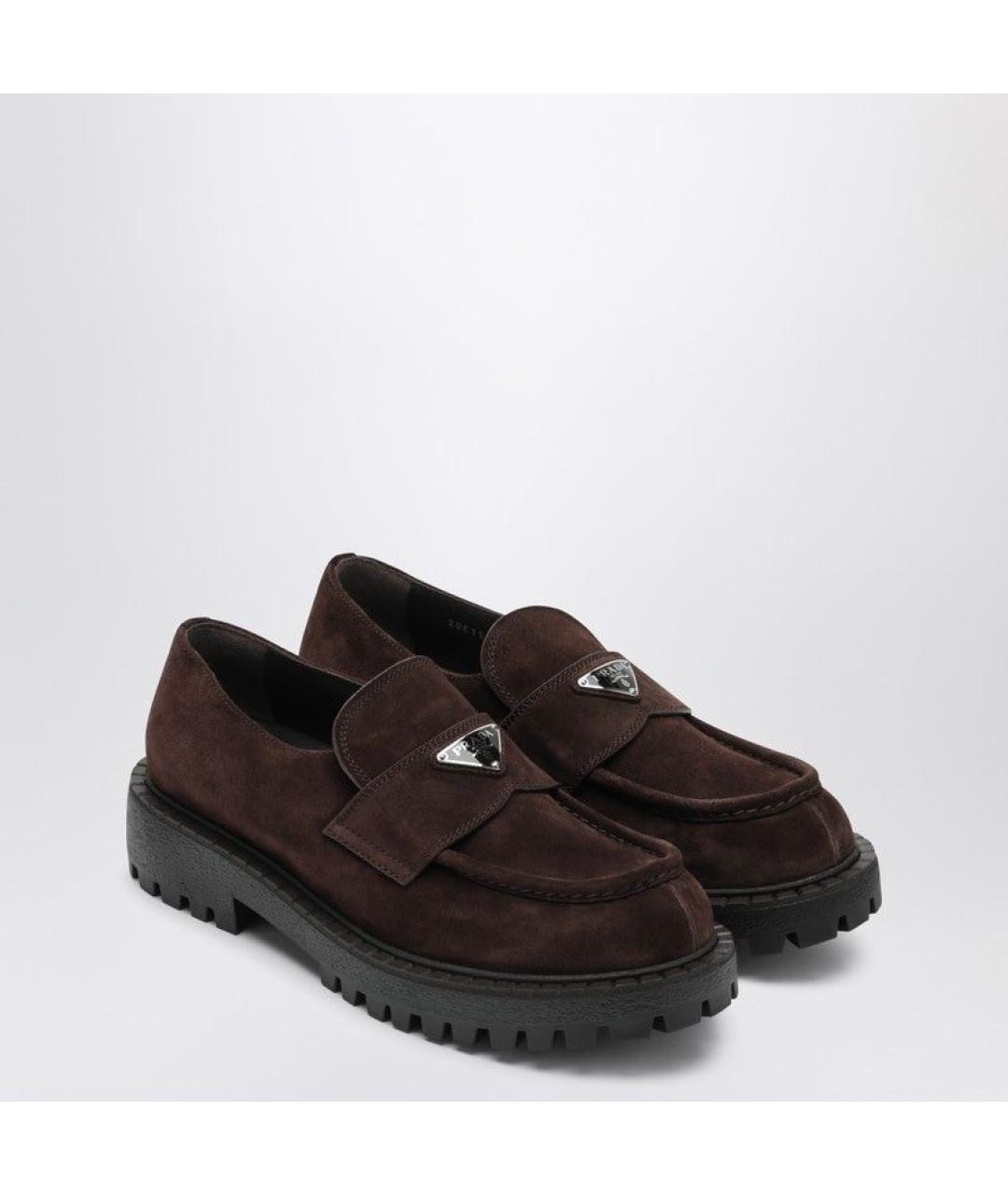 PRADA Коричневые замшевые лоферы, фото 2
