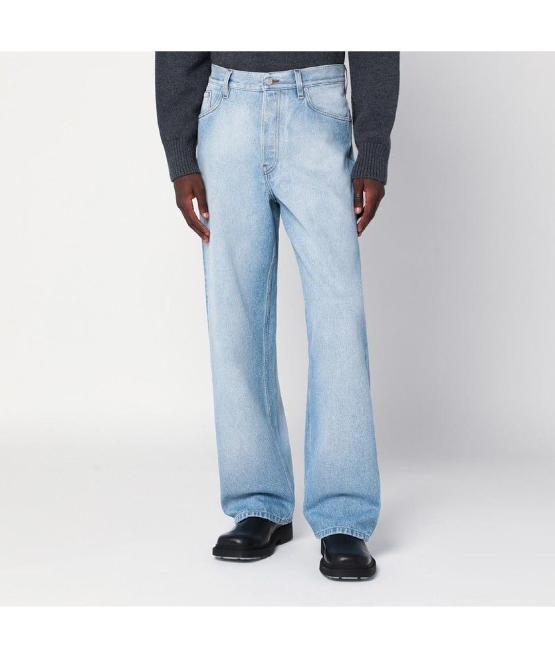 DRIES VAN NOTEN Голубые хлопковые прямые джинсы, фото 3