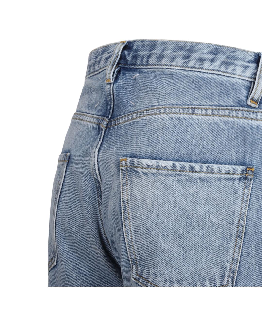 MAISON MARGIELA Синие хлопковые прямые брюки, фото 4