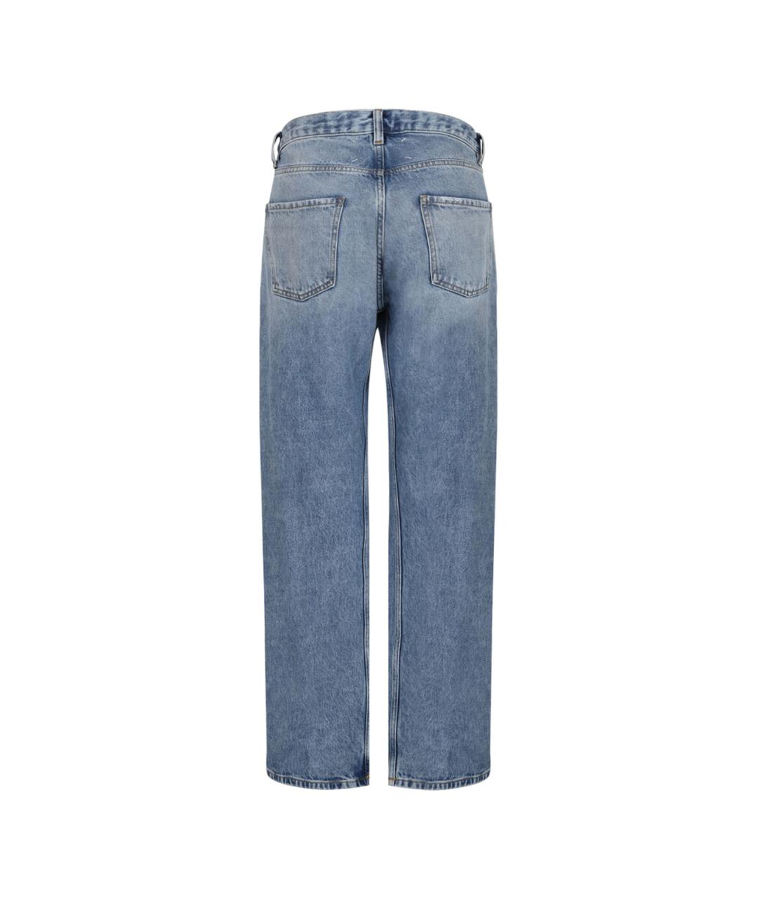 MAISON MARGIELA Синие хлопковые прямые брюки, фото 2