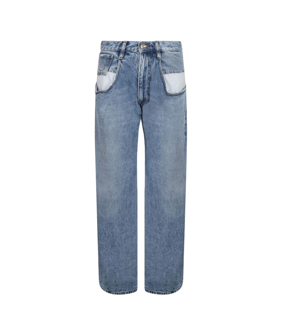 MAISON MARGIELA Синие хлопковые прямые брюки, фото 1