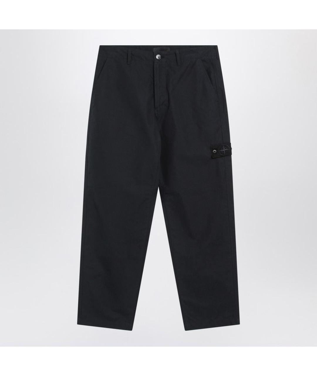 STONE ISLAND Темно-синие хлопковые повседневные брюки, фото 3