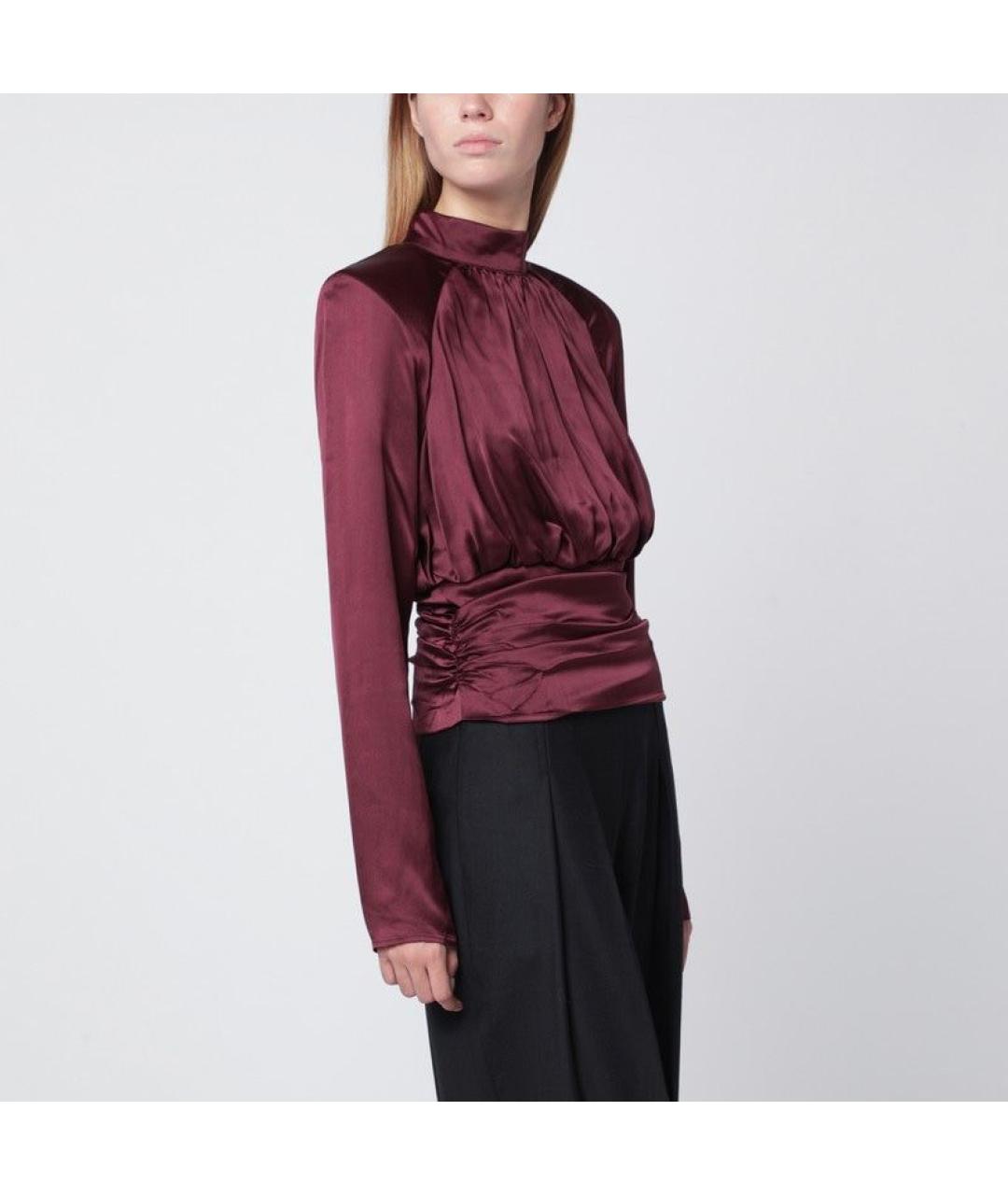 ROTATE Бордовая шелковая блузы, фото 2