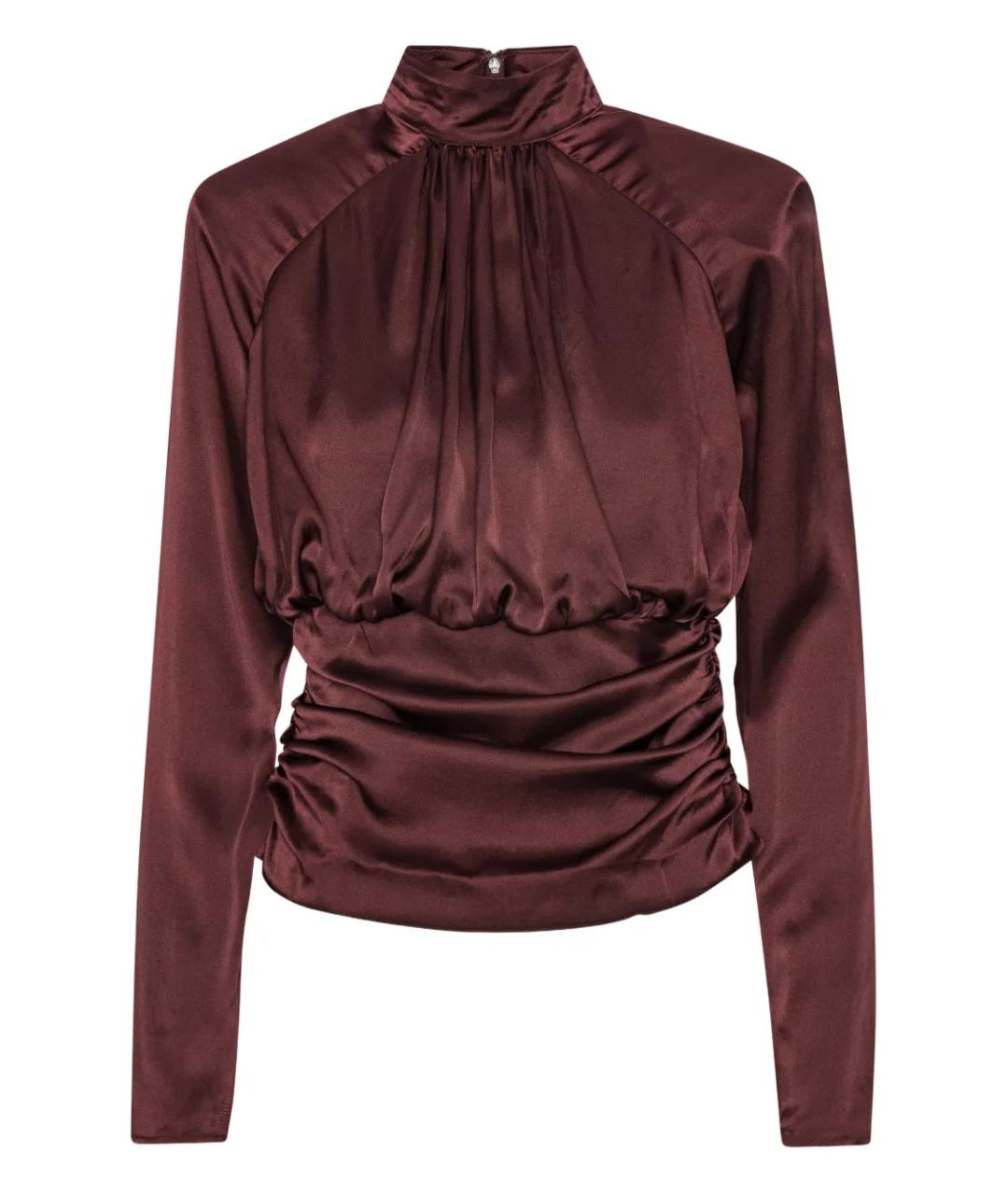ROTATE Бордовая шелковая блузы, фото 1