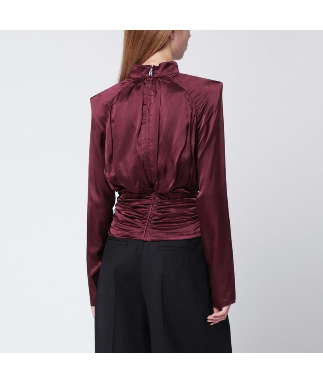 ROTATE Бордовая шелковая блузы, фото 3