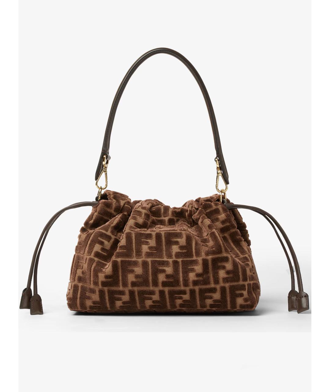 FENDI Коричневая тканевая сумка через плечо, фото 3